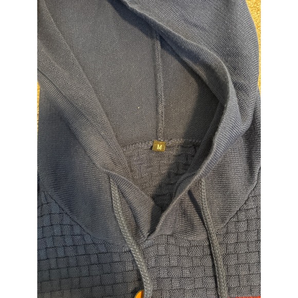 Unbranded American Flag Knit Hoodie Mens M Navy Red White Excellent Waffle Knit - Picture 2 of 2